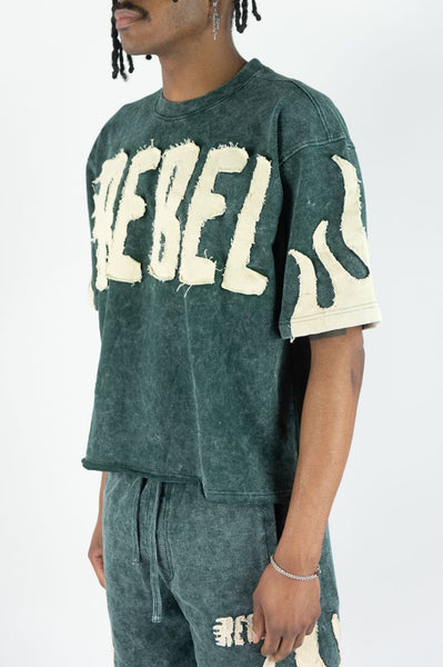 MEN GREEN REBEL FLAME TEE