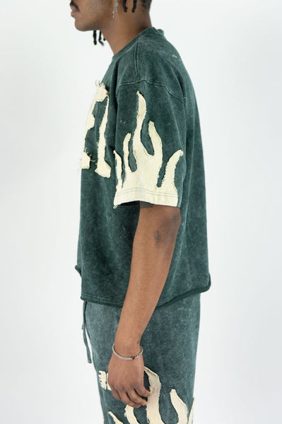 MEN GREEN REBEL FLAME TEE