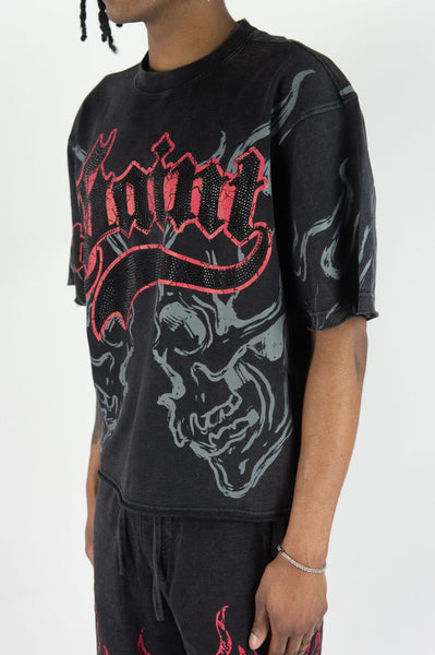 MEN SAINT RHINESTONE CROP TEE