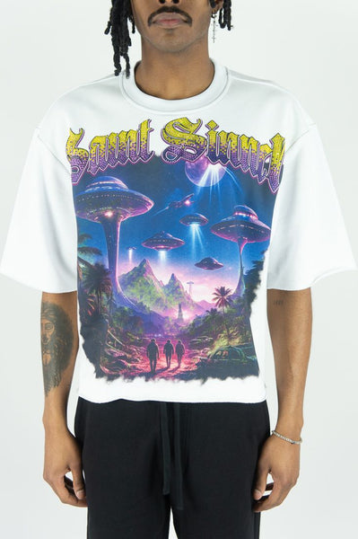 MEN WHITE UFO DIGITAL TEE