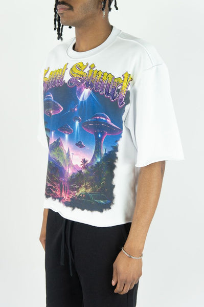 MEN WHITE UFO DIGITAL TEE