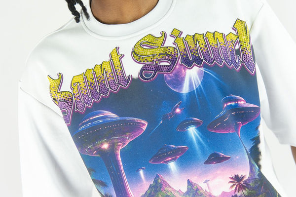 MEN WHITE UFO DIGITAL TEE