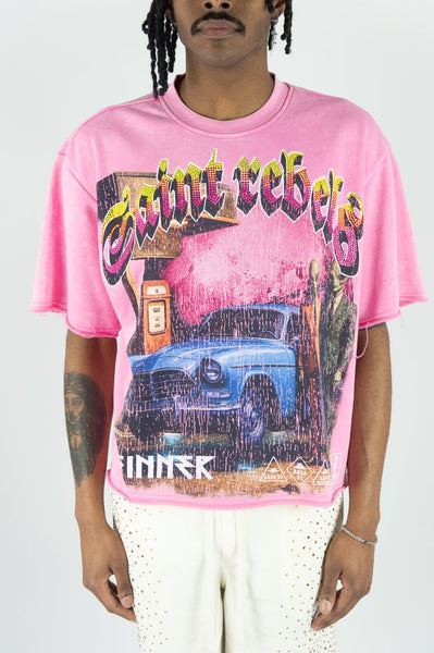 MEN PINK GAS STATION DIGITAL TEE