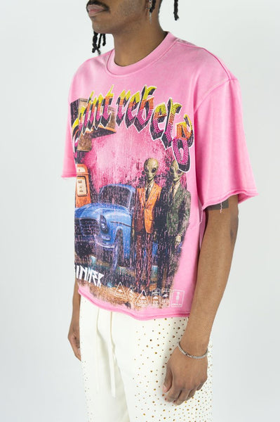 MEN PINK GAS STATION DIGITAL TEE