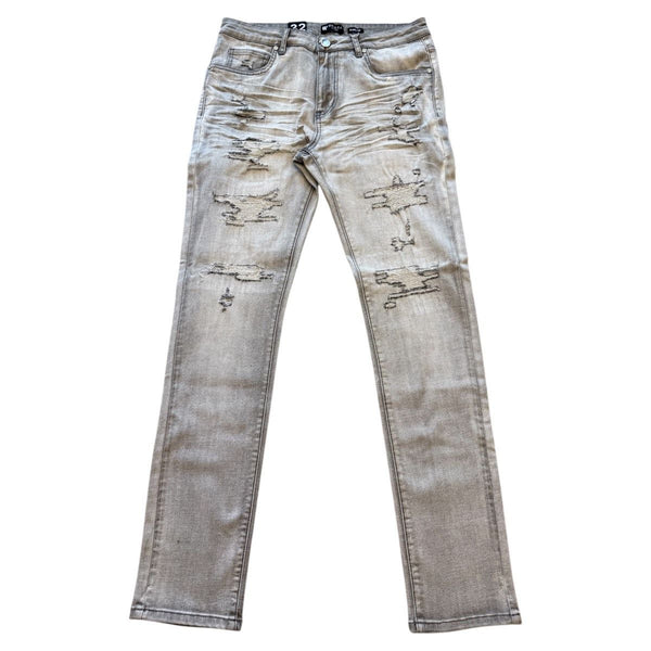 MEN GREY RIP & REPAIRED DISTRESSED SKINNY FIT JEANS