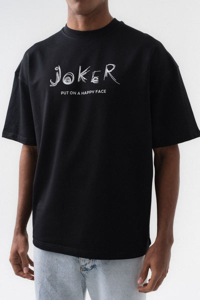 MEN BLACK JOKER PUT ON A HAPPY FACE QUALITY TEE
