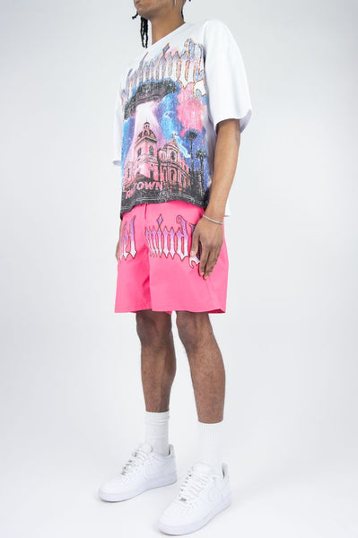 MEN REBEL MINDS WHITE TOWN RHINESTONE TEE