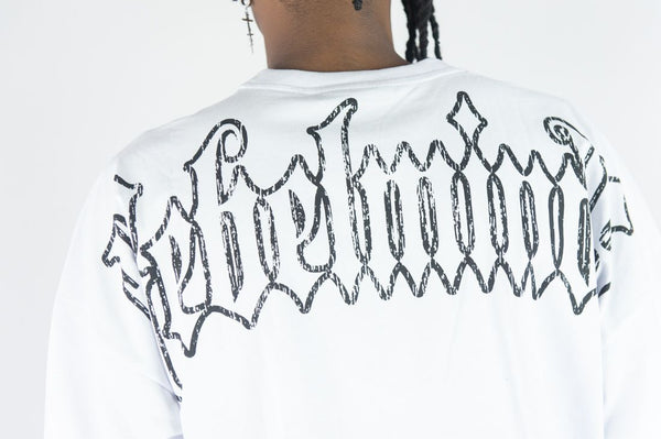MEN REBEL MINDS WHITE TOWN RHINESTONE TEE