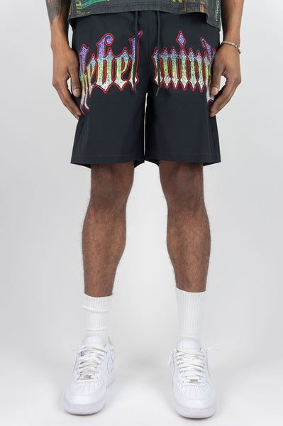 MEN REBEL MINDS TOWN RHINESTONE SHORTS