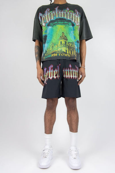 MEN BLACK REBEL MINDS TOWN RHINESTONE TEE