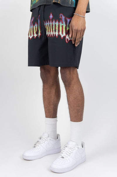 MEN REBEL MINDS TOWN RHINESTONE SHORTS