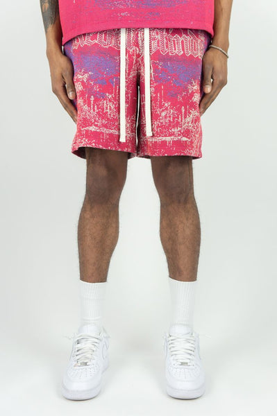 MEN REBEL MINDS HOT PINK STAND ALONE TAPESTRY WITH RHINESTONES SHORTS