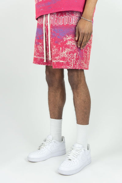 MEN REBEL MINDS HOT PINK STAND ALONE TAPESTRY WITH RHINESTONES SHORTS