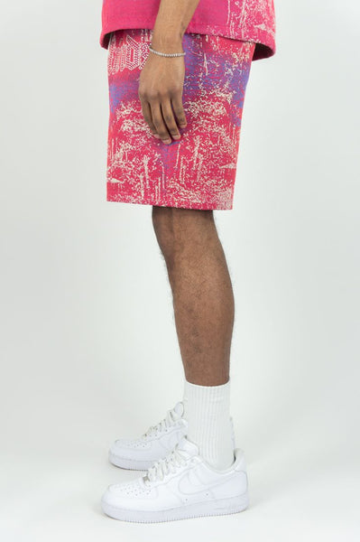 MEN REBEL MINDS HOT PINK STAND ALONE TAPESTRY WITH RHINESTONES SHORTS