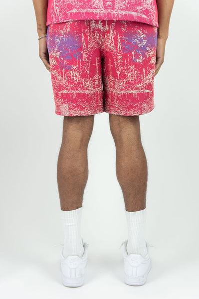 MEN REBEL MINDS HOT PINK STAND ALONE TAPESTRY WITH RHINESTONES SHORTS