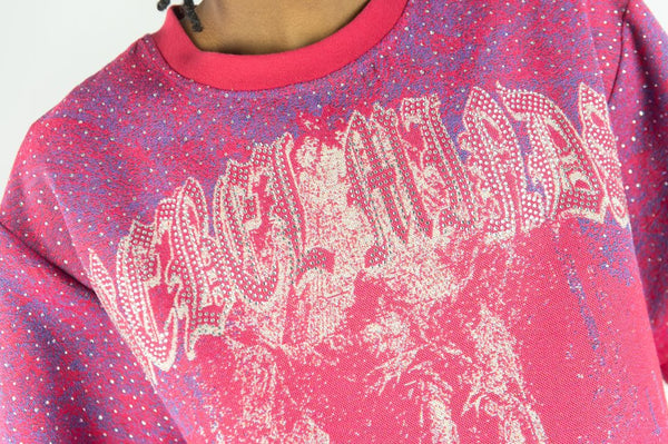 MEN REBEL MINDS HOT PINK STAND ALONE TAPESTRY WITH RHINESTONES TEE