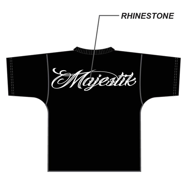MEN MAJESTISK BLACK FAST CARS F. TERRY DTG PRINT FRONT AND BACK RHINESTONE TEE