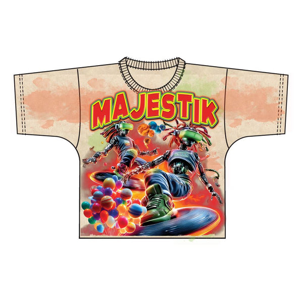 MEN MAJESTISK MULTI BEIGE SPACE BOARD F. TERRY DTG PRINT FRONT AND BACK RHINESTONE TEE