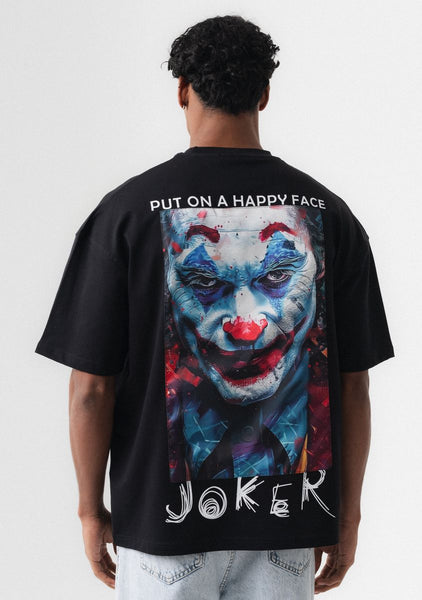 MEN BLACK JOKER PUT ON A HAPPY FACE QUALITY TEE