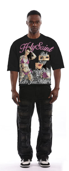 HOLY SAINT BLACK CROP TEE