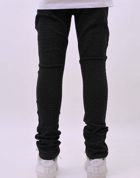 LITTLE KIDS & BOYS SKINNY JEANS - JET BLACK STONES