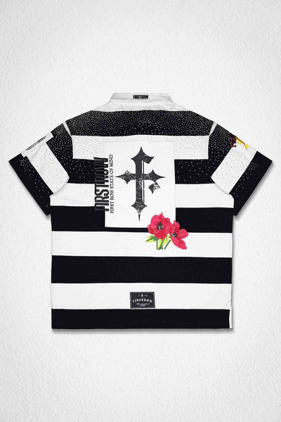 MEN BLACK/WHITE FIRST ROW STATE CLUB POLO SHIRT