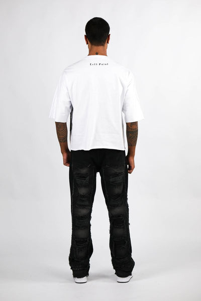 WHITE WEST SIDE RHINESTONE CROP TEE