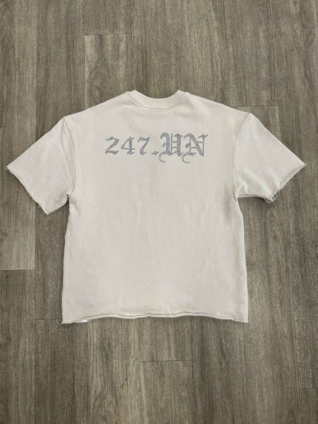BOYS KHAKI HIDDEN TRUTH RHINESTONE CROP TEE