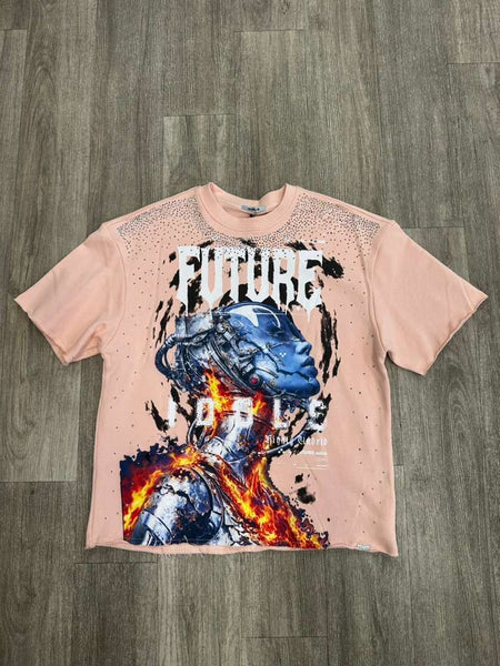 BOYS PINK FUTURE IDOLS RHINESTONE CROP TEE