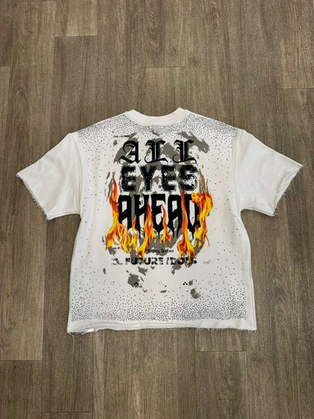 MEN WHITE FUTURE IDOLS STUDDED CROP TEE