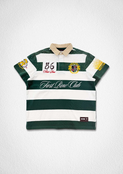 MEN GREEN/ WHITE FIRST ROW CLUB VARSITY POLO
