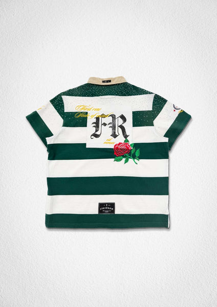 MEN GREEN/ WHITE FIRST ROW CLUB VARSITY POLO
