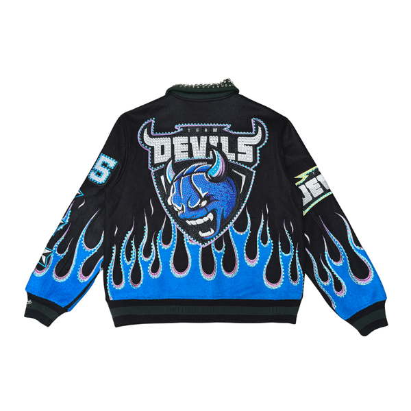MEN BLUE DEVILS VICIOUS VARSITY WOOL BODY +PU SLEEVE JACKET