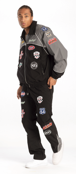 MEN BLACK TRACK SUIT WITH PATCHWORK