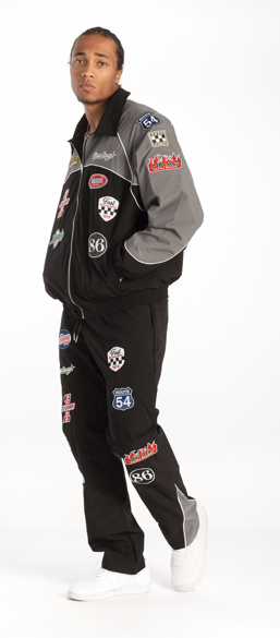 MEN BLACK TRACK SUIT WITH PATCHWORK