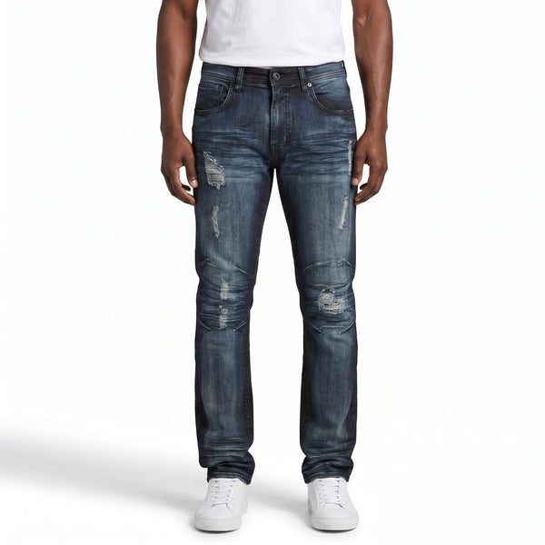 Men Blue Black Double Whisker Jeans