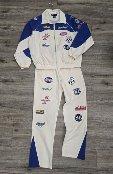 MEN BLUE TRACK SUIT WITH PATCHWORK