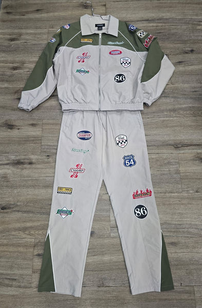 MEN GREEN TRACK SUIT WITH PATCHWORK