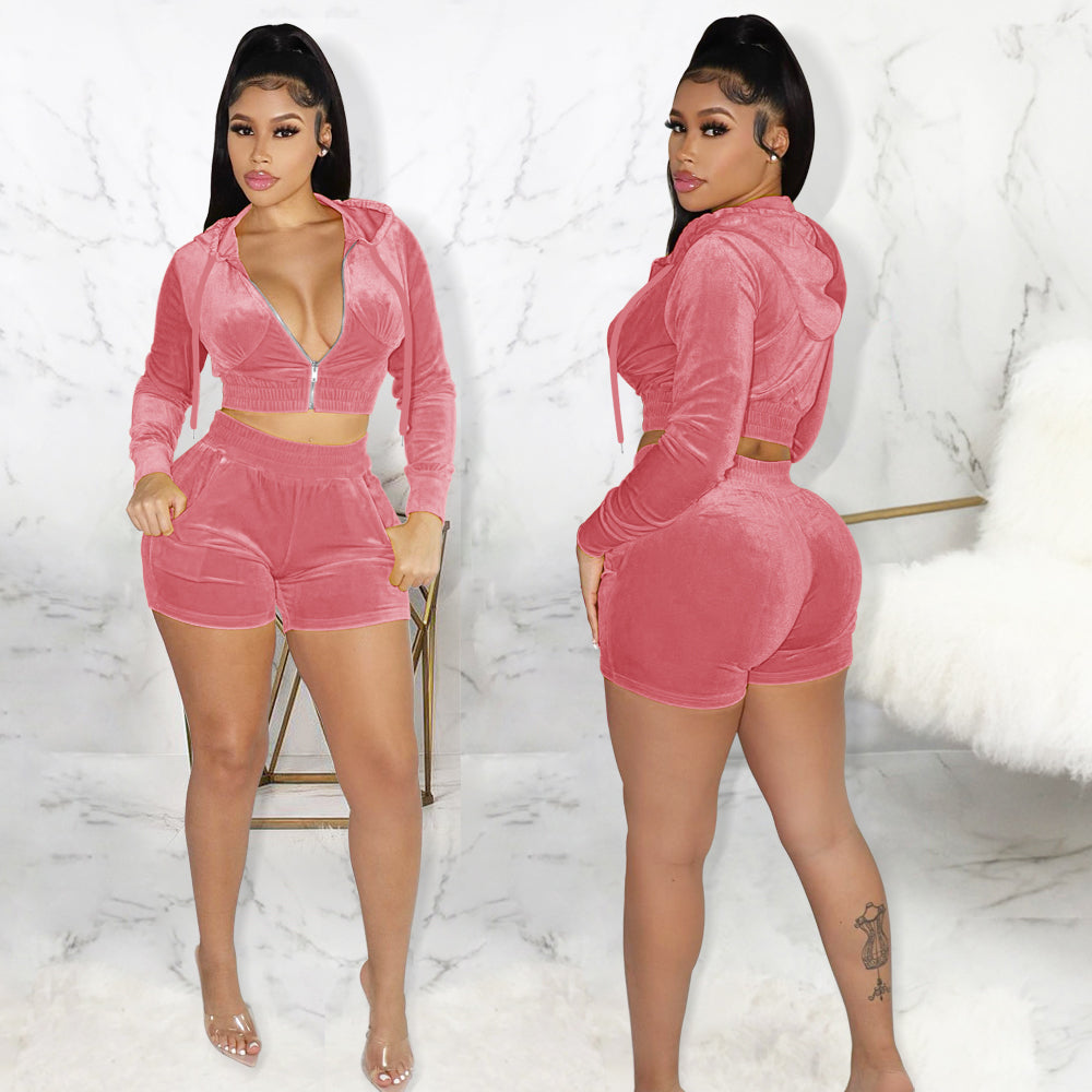 Pink Korean cashmere leisure sports two piece set