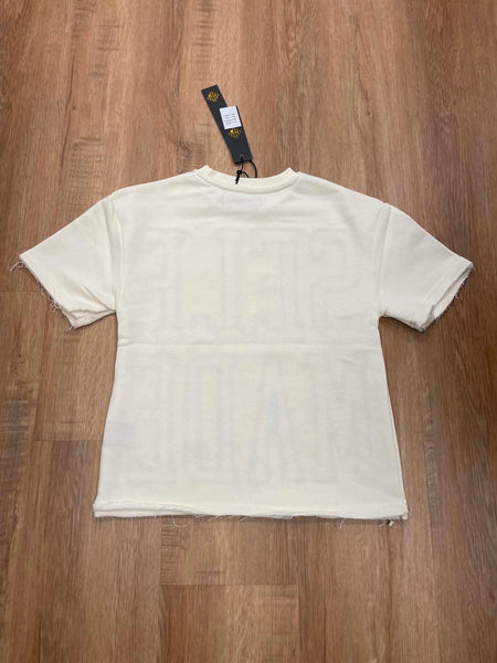 BOYS WHITE STUDDED SELF MADE CROP TEE