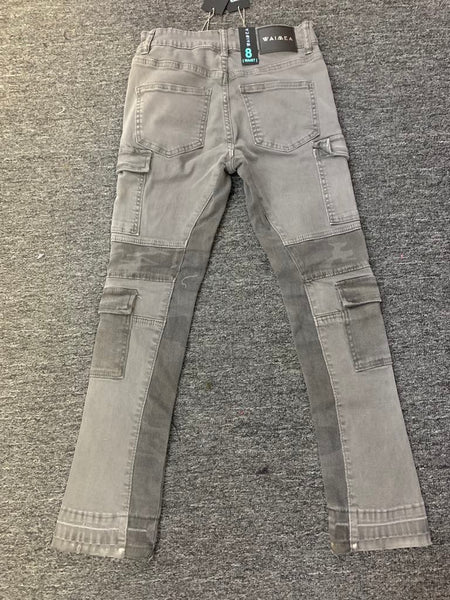 Kids Grey Cargo Stack Jeans