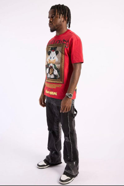 MEN RED KEEP MOVING DAFFY DUCK RHINESTONE TEE