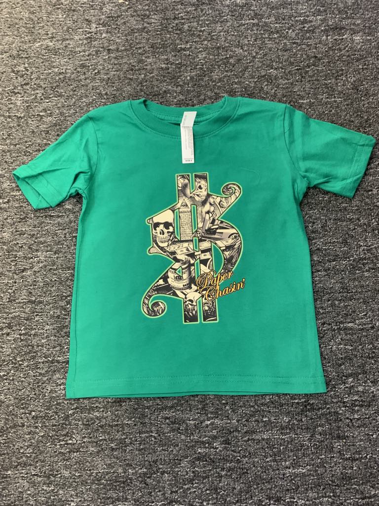 Kids Kelly Green Money Sign Tee