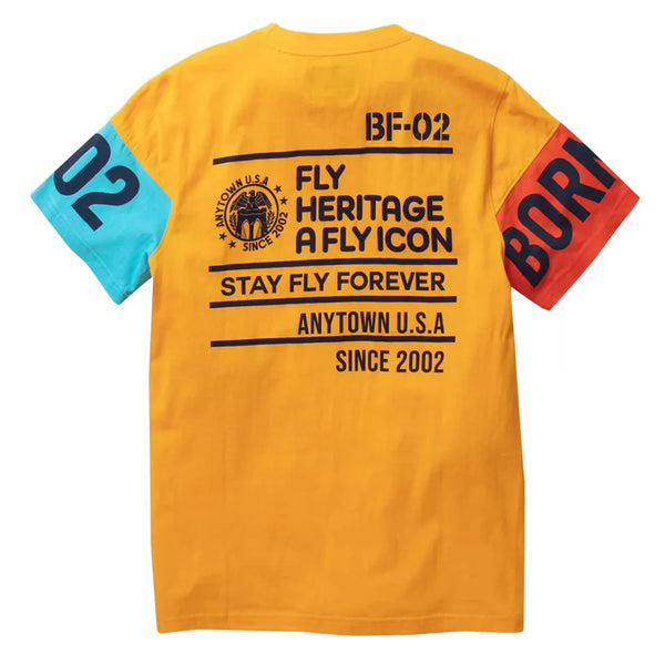 MEN YELLOW FUTURE BELONGS BORN FLY SHORT SLEEVE SHIRT