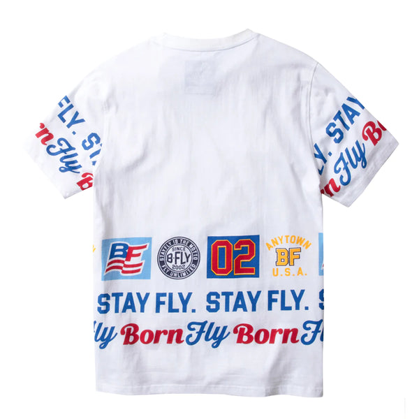 MEN WHITE STAY FLY BORN FLY SHORT SLEEVE SHIRT