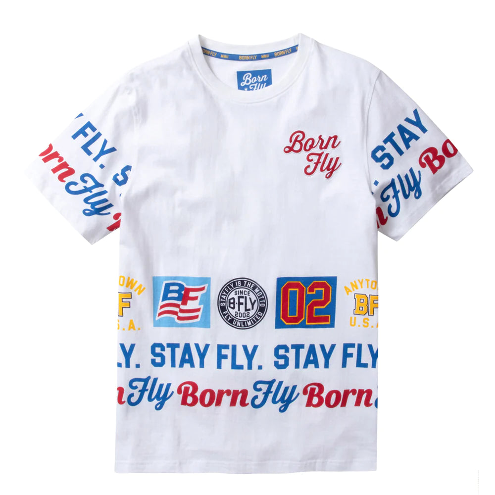 MEN WHITE STAY FLY BORN FLY SHORT SLEEVE SHIRT