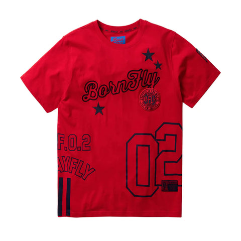 MEN RED F.O.2 BORN FLY SHORT SLEEVE SHIRT