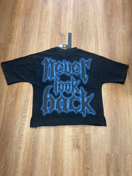 MEN BLACK DEATH RACE RHINESTONE FRENCH TERRY CROP TEE