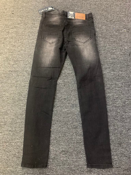 MEN BLACK WASH WITH YELLOW COLOR BACKING KNEE STRECTH JEANS