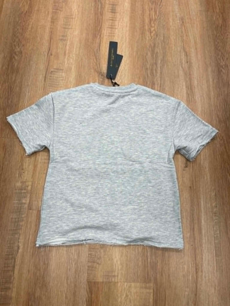BOYS GREY STUDDED SELF MADE CROP TEE